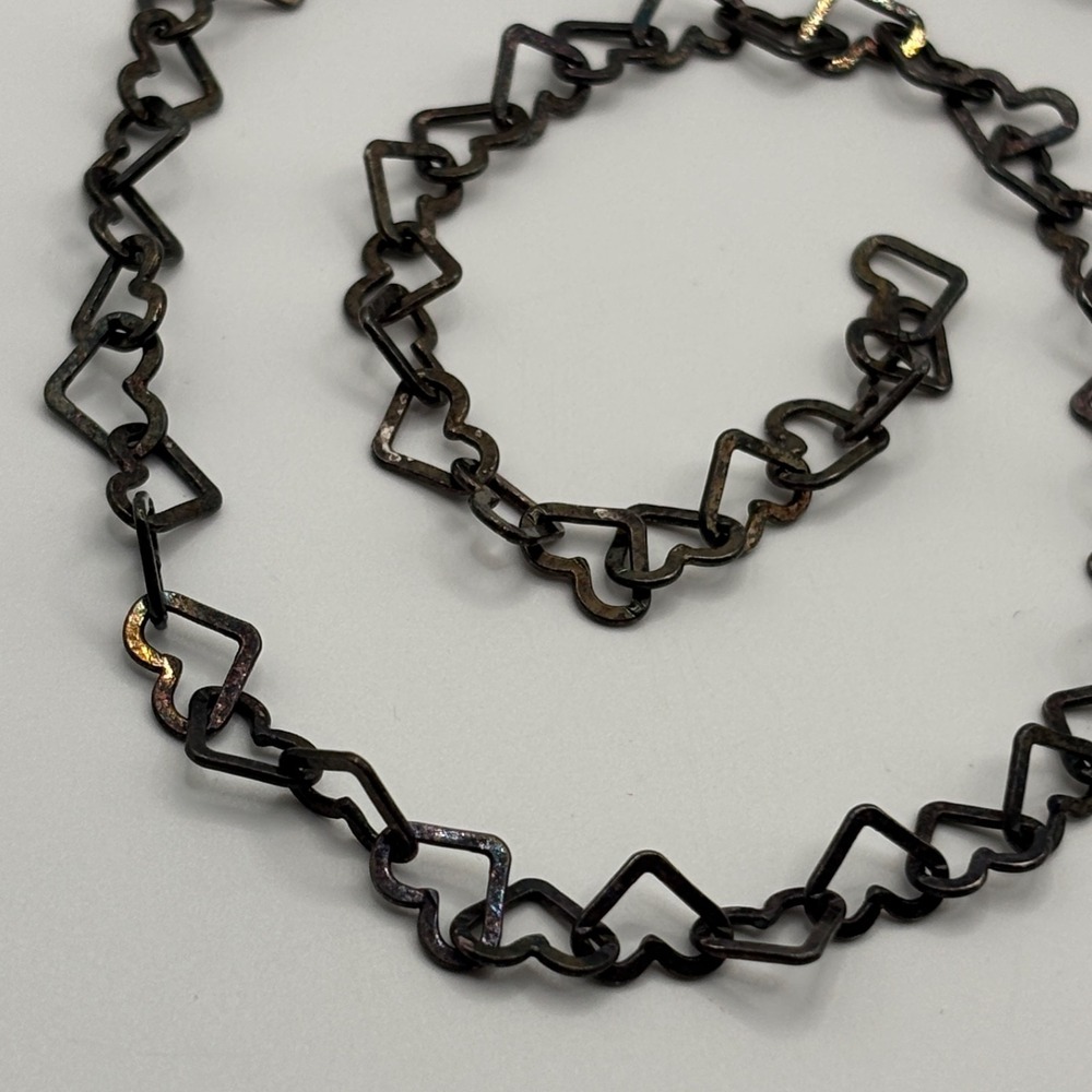 Vintage Milor Sterling Open Heart Link Necklace 16" - READ, It's been polished - Picture 5 of 6
